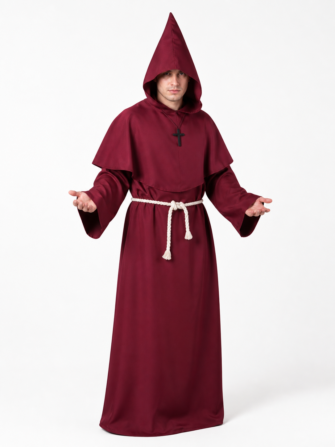 Halloween Hooded Wizard Robe with Belt