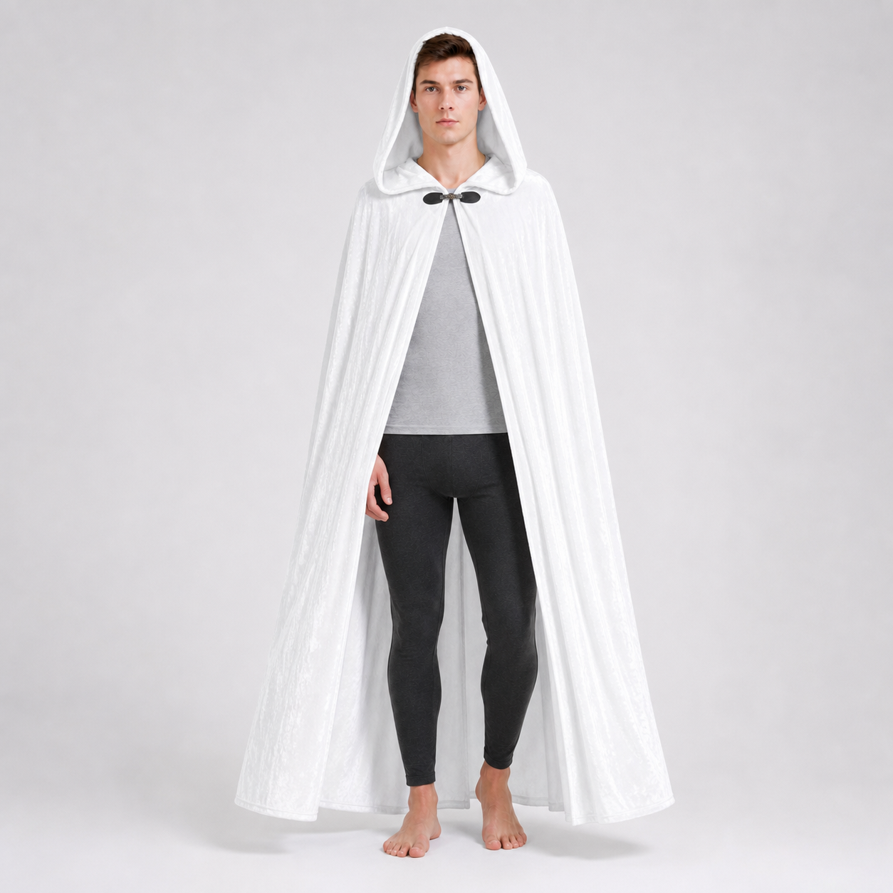 Long White Hooded Carnival Cloak