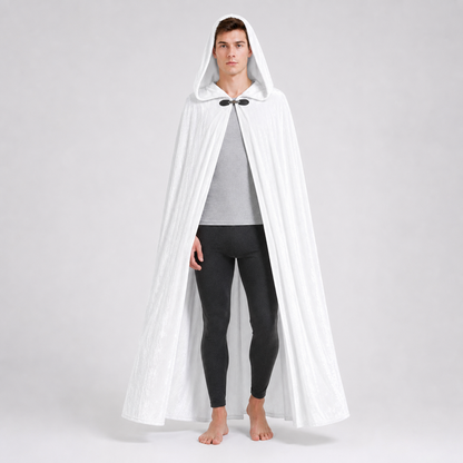 Long White Hooded Carnival Cloak