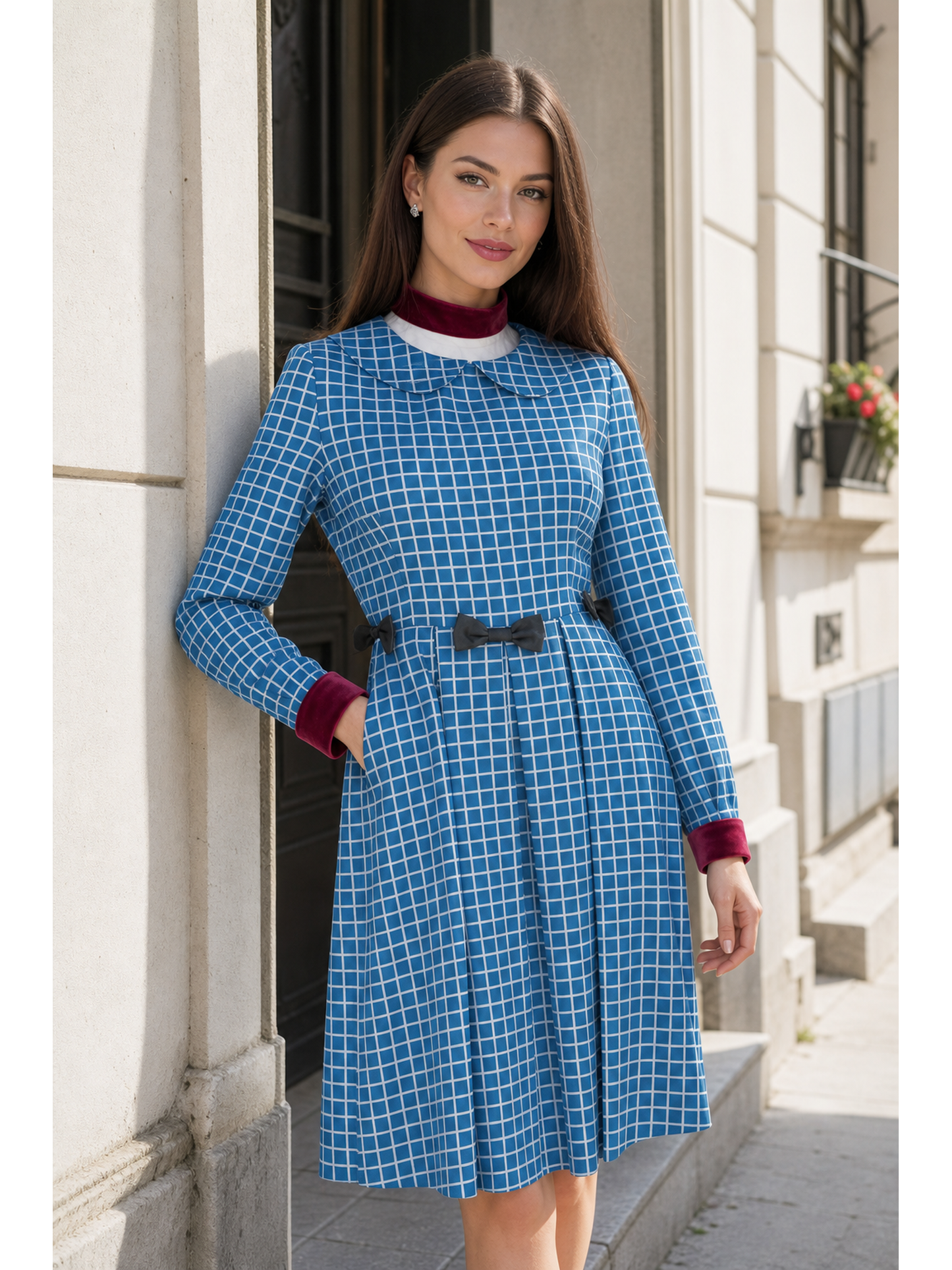 Esther from Orphan cosplay dress in blue plaid