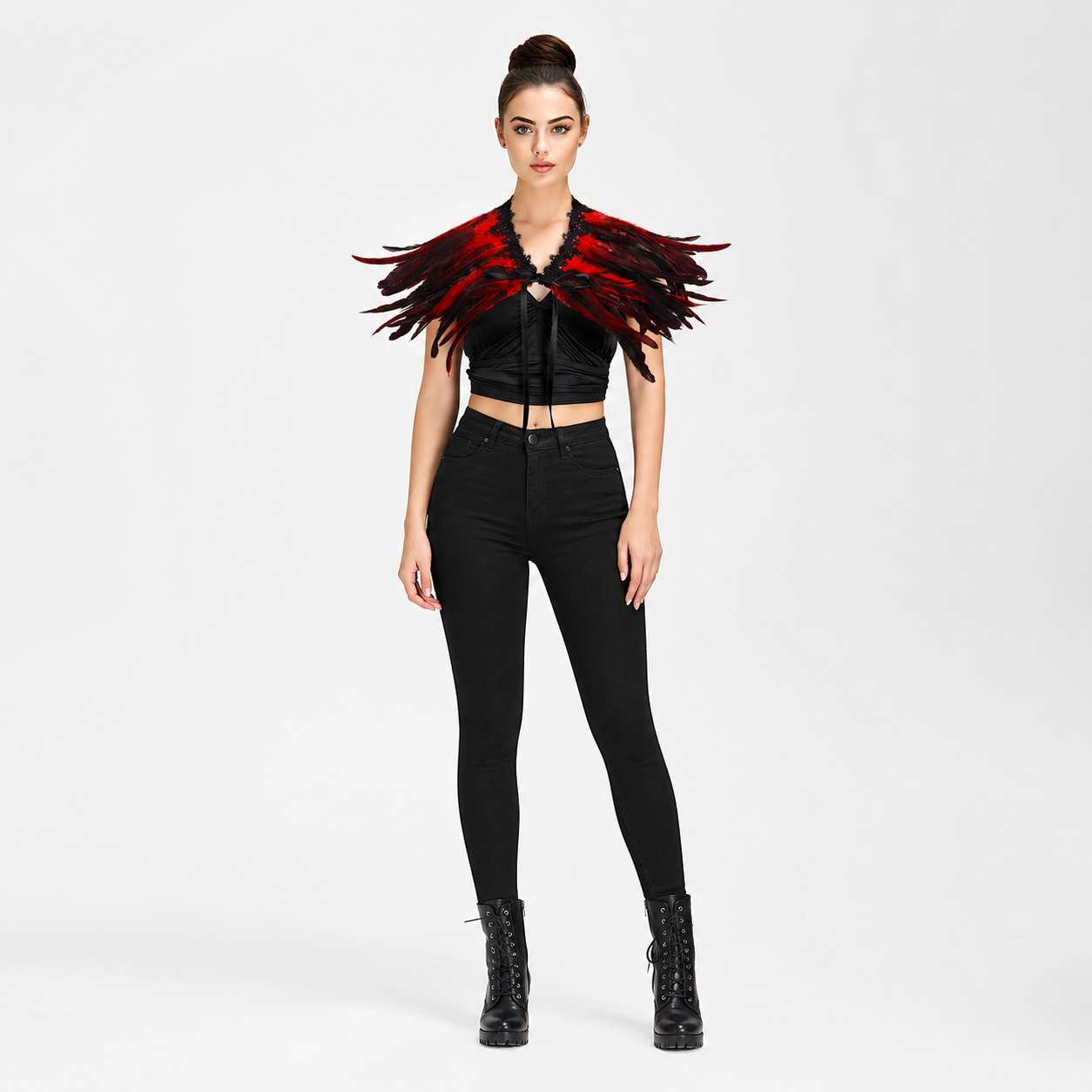 Halloween Red Feather Capelet Carnival Accessory main product view
