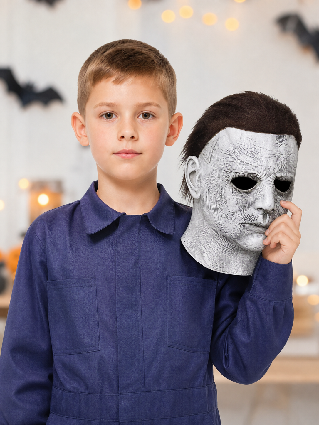 Halloween Carnival Mask with Brown Hair main product view 2