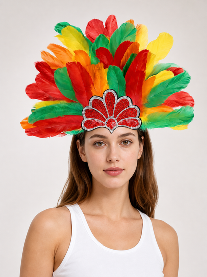 Carnival Headpiece with Multicolored Feathers main product view 7