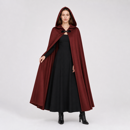 Burgundy Hooded Carnival Cloak for Cosplay