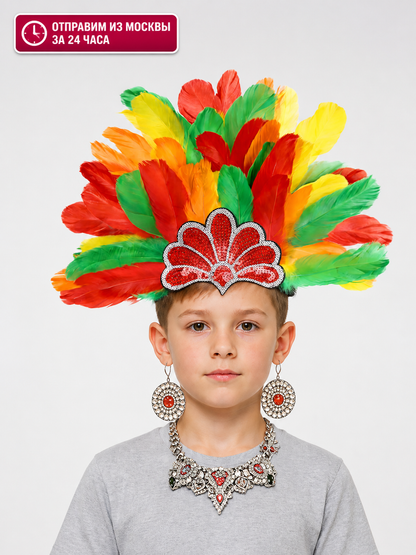 Carnival Headpiece with Multicolored Feathers main product view 8