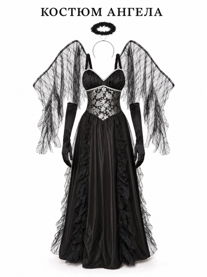 Gothic Angel Halloween Costume with Wings