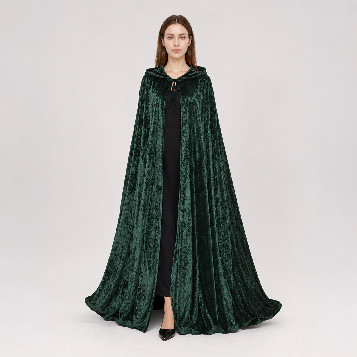 Hooded Dark Green Costume Cloak