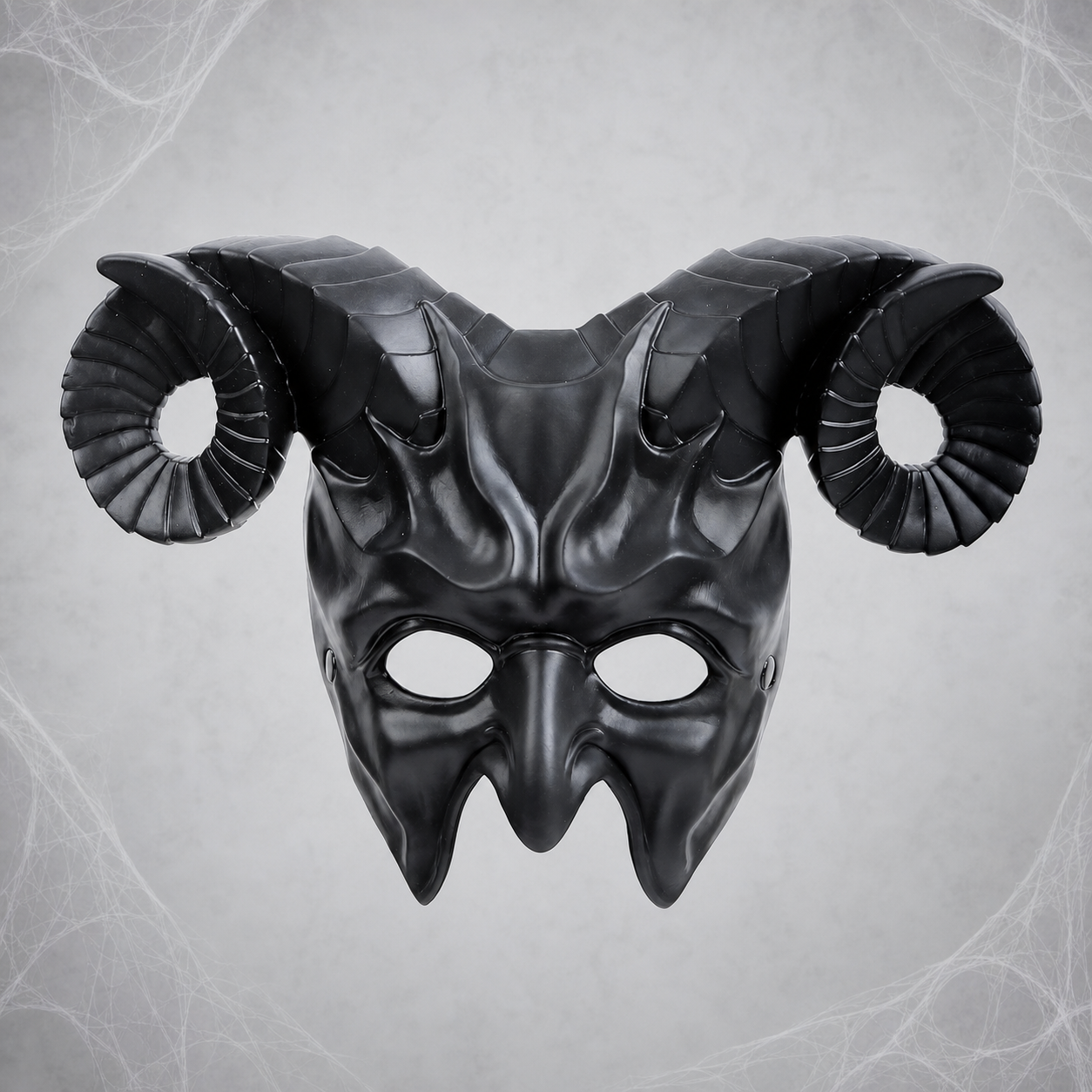 1pc Halloween Horned Demon Full-Face Mask with Curled Horns for Cosplay Party