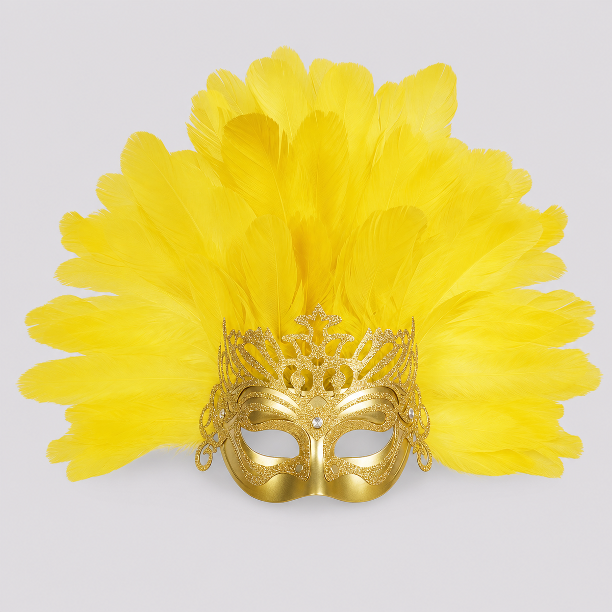 Yellow Feather Carnival Mask Headpiece product view 18
