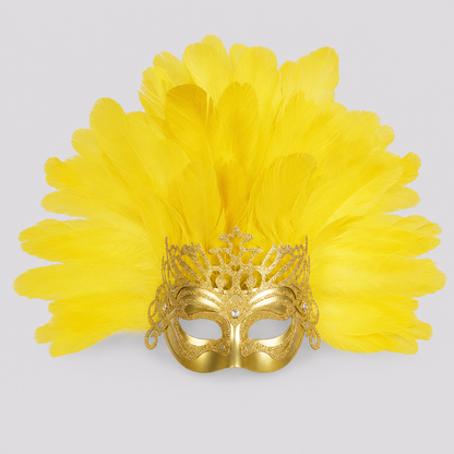Yellow Feather Carnival Mask Headpiece product view 18