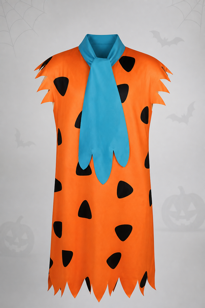 Orange Dress with Black Spots and Blue Accessory main product view