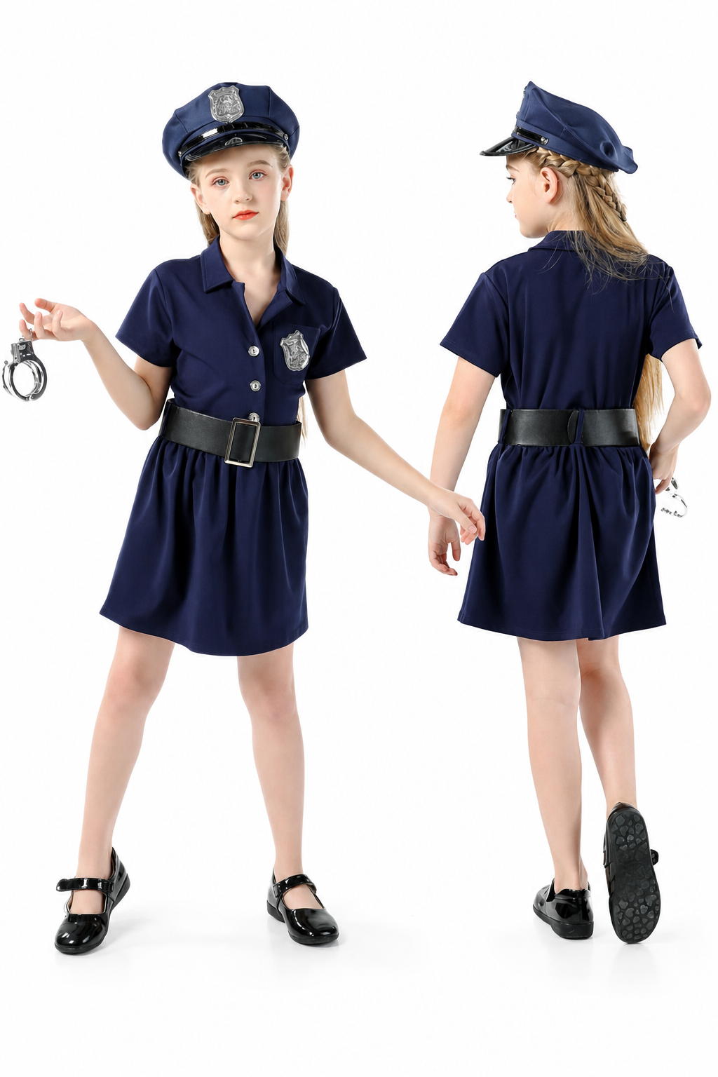 Children’s police costume dress, cap, belt