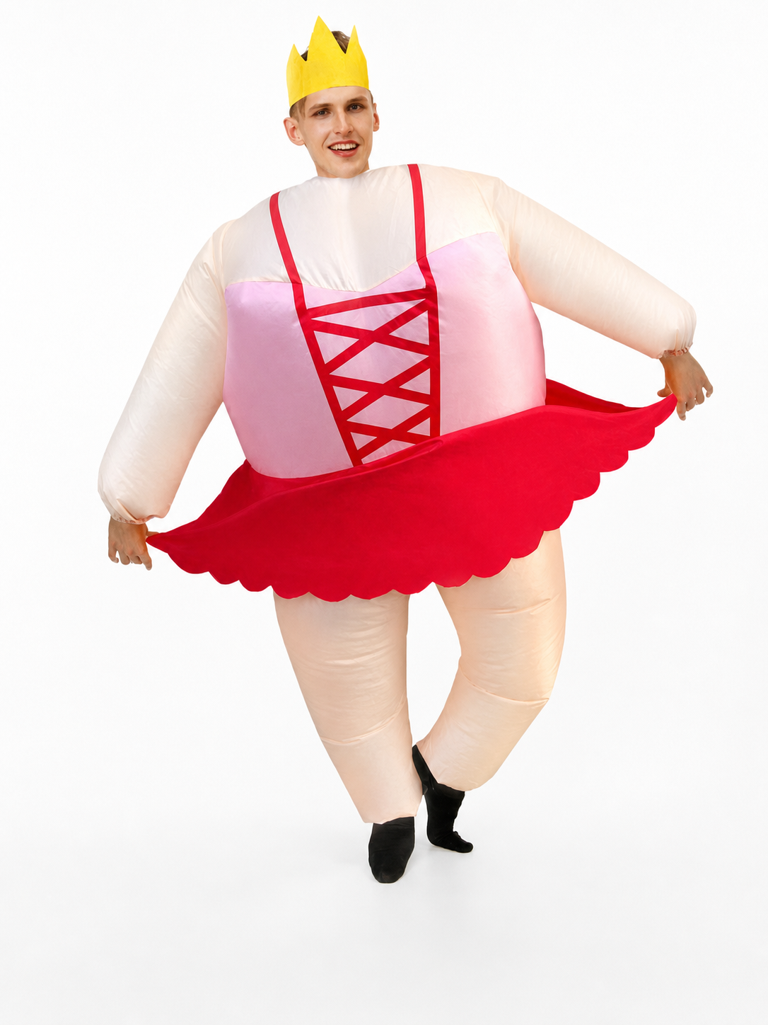 Inflatable clown costume in ballet style with a crown for the stage