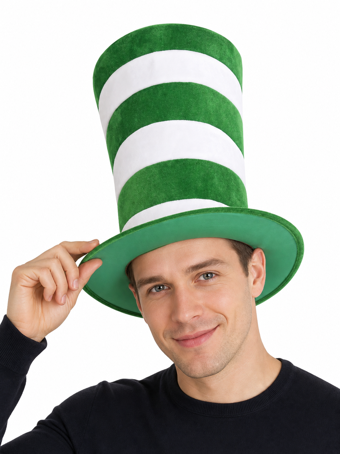 Carnival Top Hat in Green and White Stripes