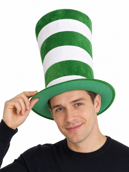 Carnival Top Hat in Green and White Stripes