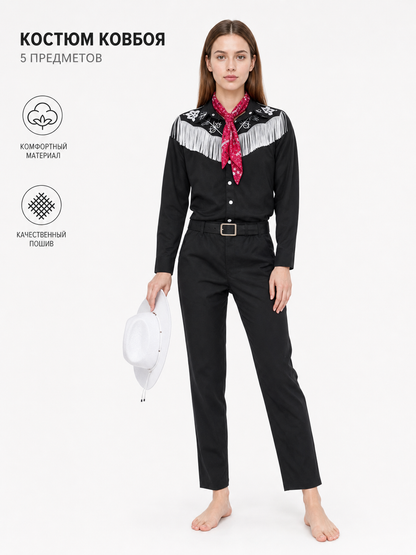 Cowboy cosplay costume: shirt, pants, hat