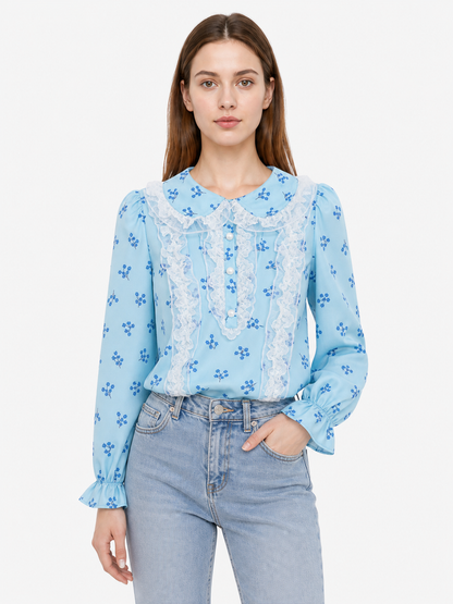 Peter Pan Collar Blouse with Lace for Cosplay