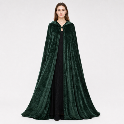 Hooded Dark Green Costume Cloak