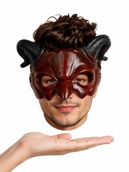 Red Carnival Mask with Horns for Halloween and Cosplay main product view