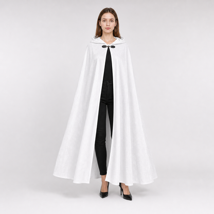 Long White Hooded Carnival Cloak