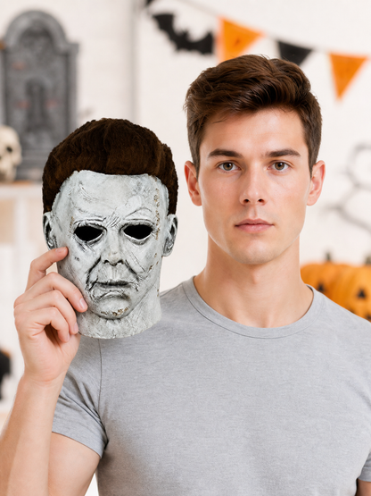 This is a full-face mask designed in a strikingly frightening style. The design