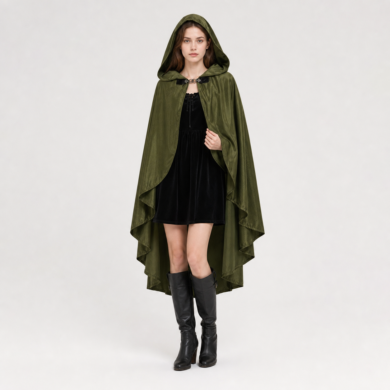Green Costume Cloak with a Large Hood