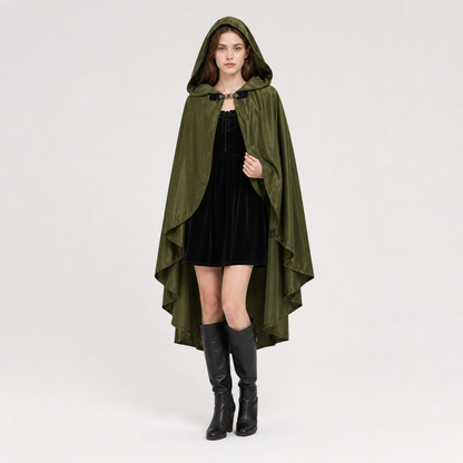 Green Costume Cloak with a Large Hood