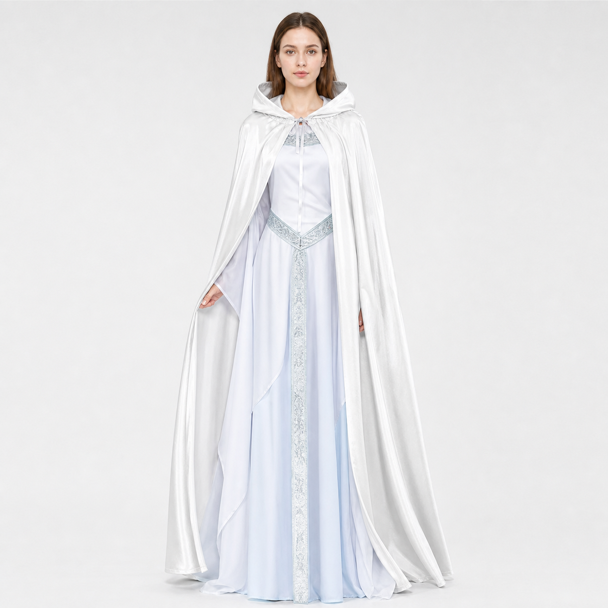 White Hooded Costume Cape, Medieval