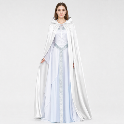 White Hooded Costume Cape, Medieval