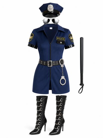 Police cosplay costume with belt and cap