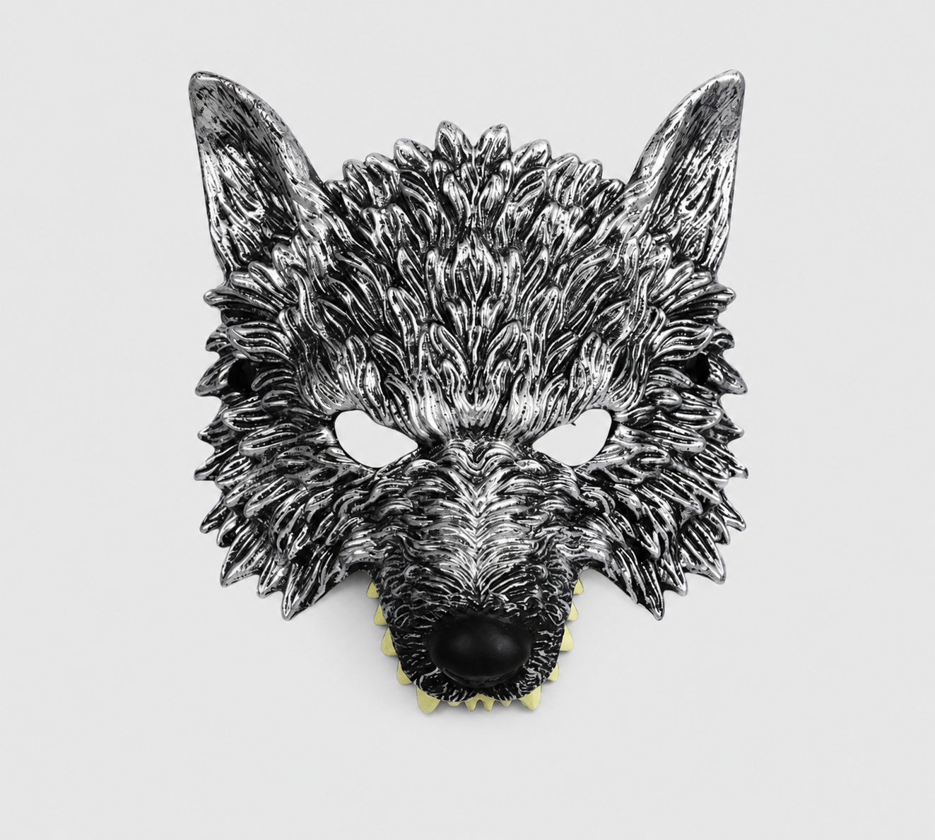 1pc Halloween Wolf Mask, Realistic Full-Face Silver & Black Werewolf Design for Cosplay Party