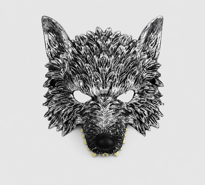 1pc Halloween Wolf Mask, Realistic Full-Face Silver & Black Werewolf Design for Cosplay Party