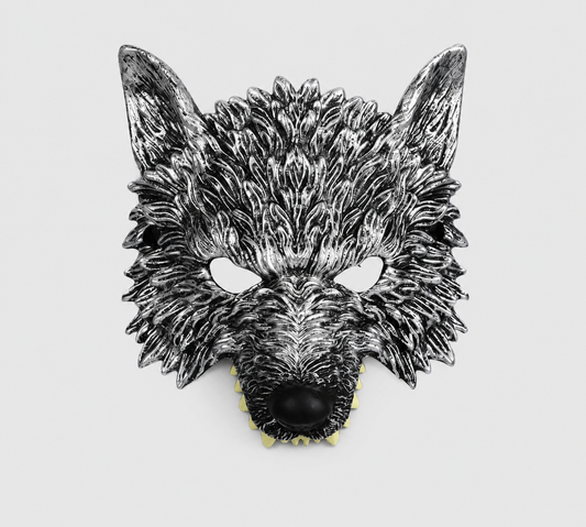 1pc Halloween Wolf Mask, Realistic Full-Face Silver & Black Werewolf Design for Cosplay Party