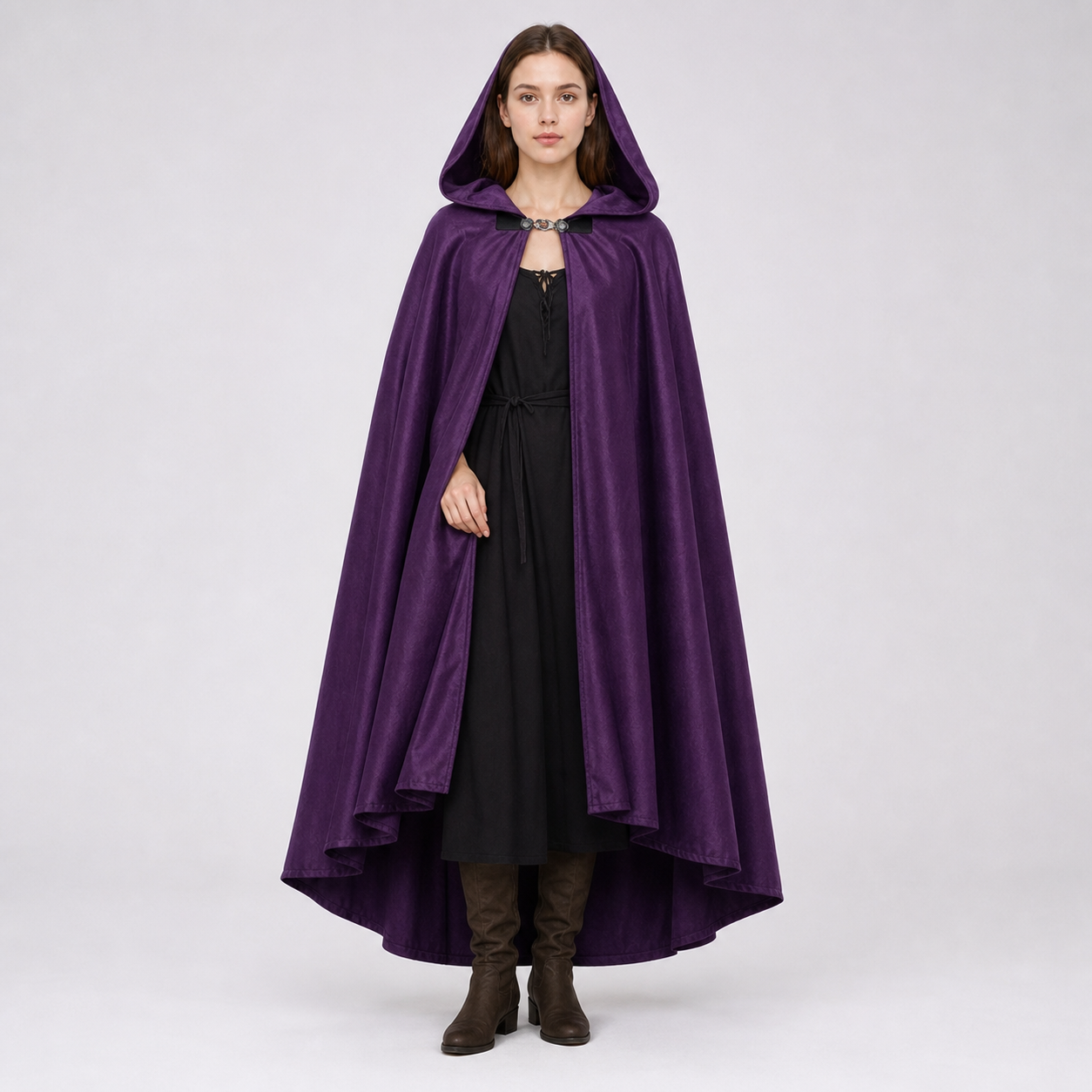 Purple Hooded Medieval Costume Cloak