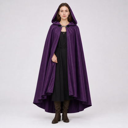 Purple Hooded Medieval Costume Cloak