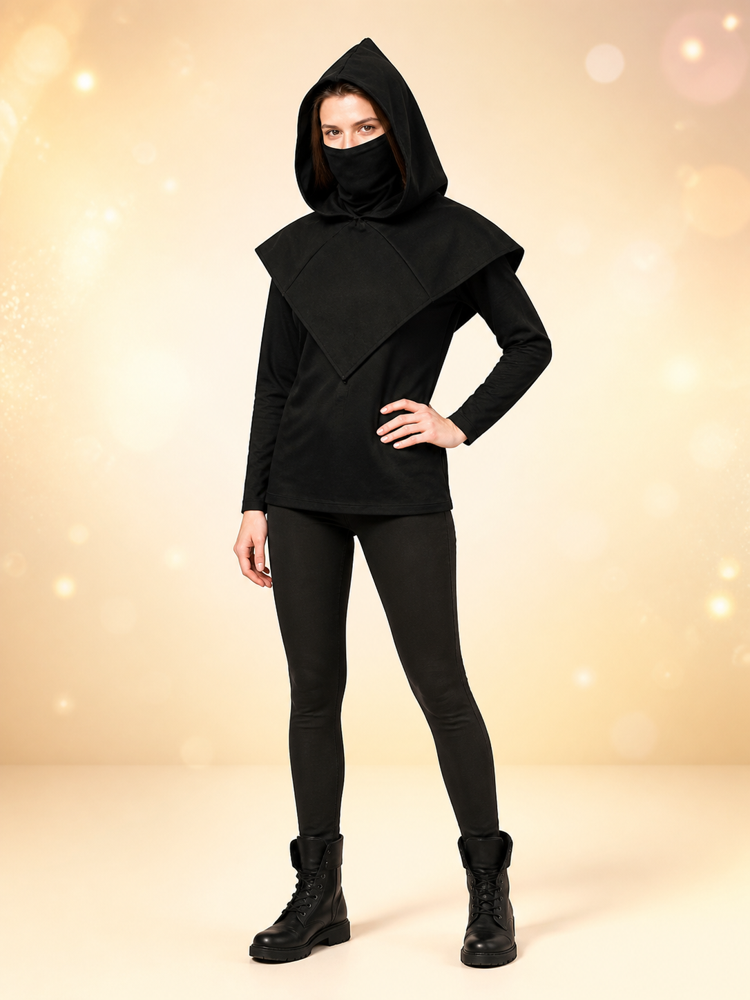 Black Carnival Cloak with Hood and Mask main product view 8