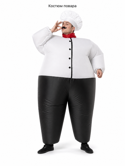 Inflatable Chef Costume with Hat and Mustache