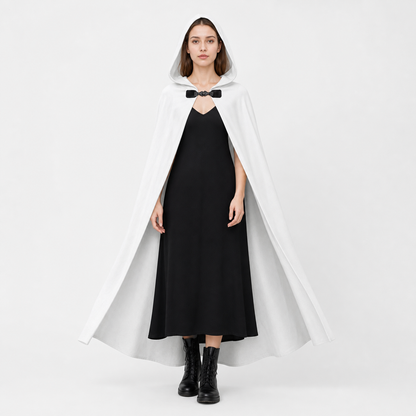 White medieval costume cloak with hood