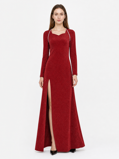 Shrek Costume: Red Long-Sleeve Maxi Dress main product view 2