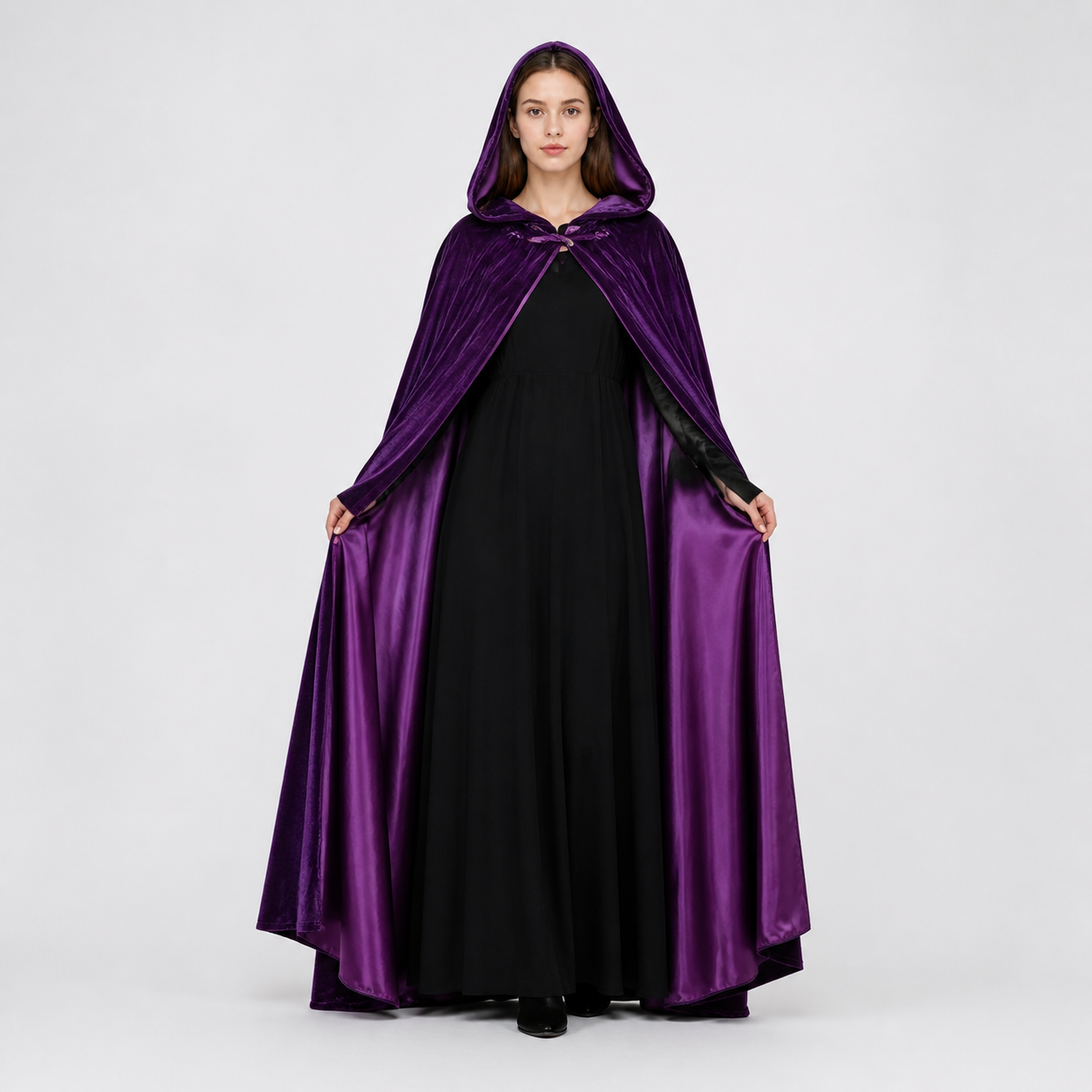 Purple Hooded Costume Cloak