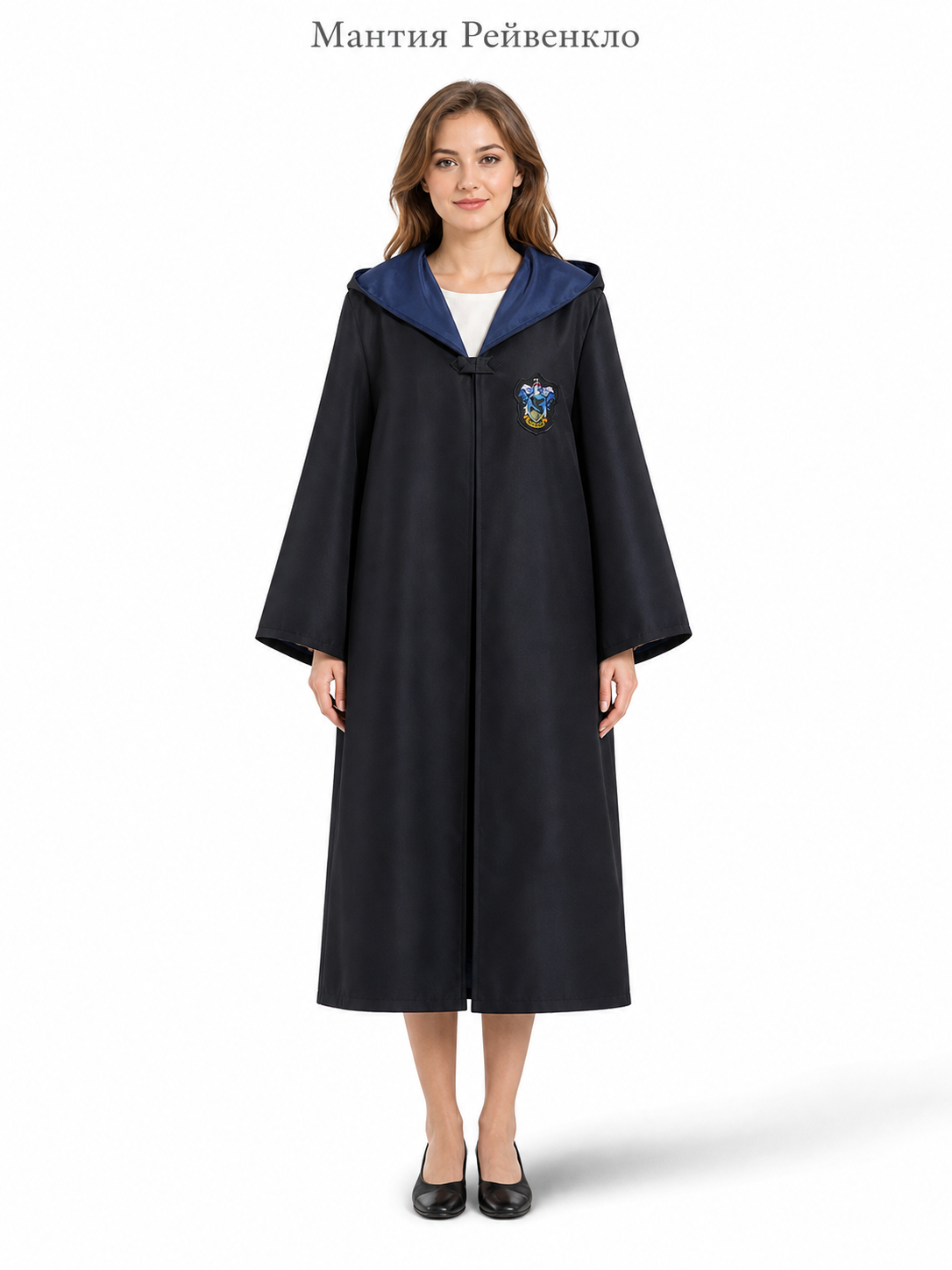 Long Hooded Wizard Robe with Emblem Patch
