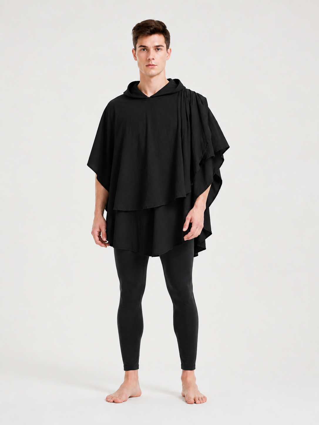 Women's Gothic Hooded Cape Cloak for Halloween Cosplay, Black Flowing Draped main product view 7