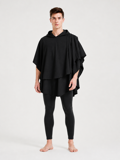 Women's Gothic Hooded Cape Cloak for Halloween Cosplay, Black Flowing Draped main product view 7