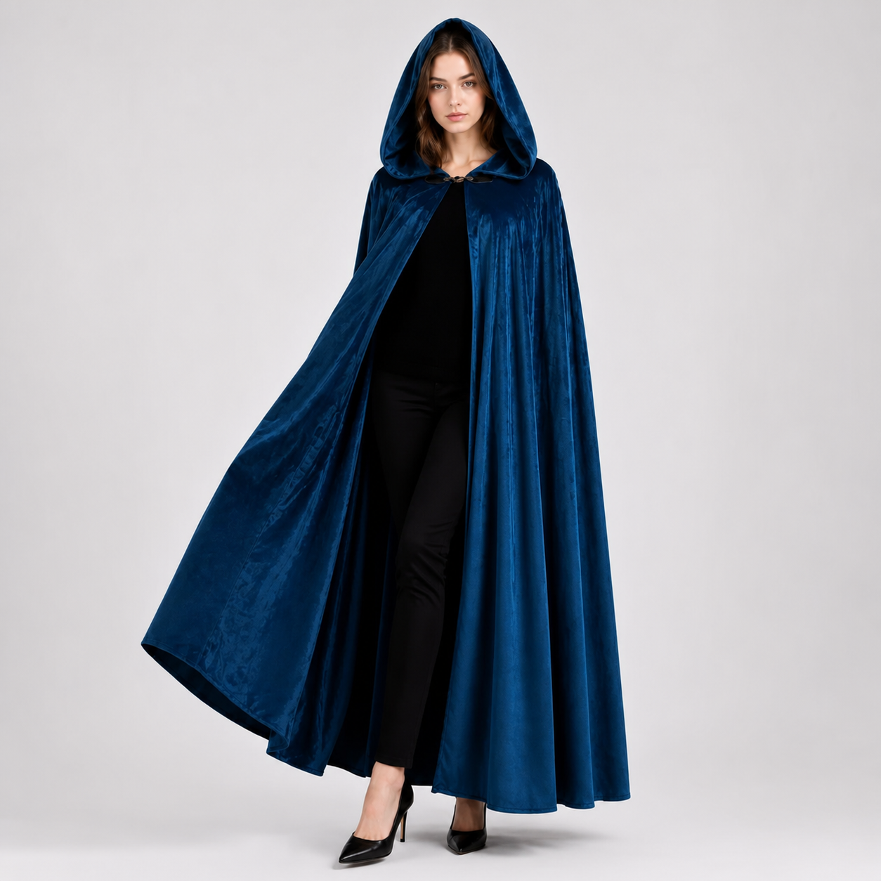 Blue Medieval Hooded Costume Cloak