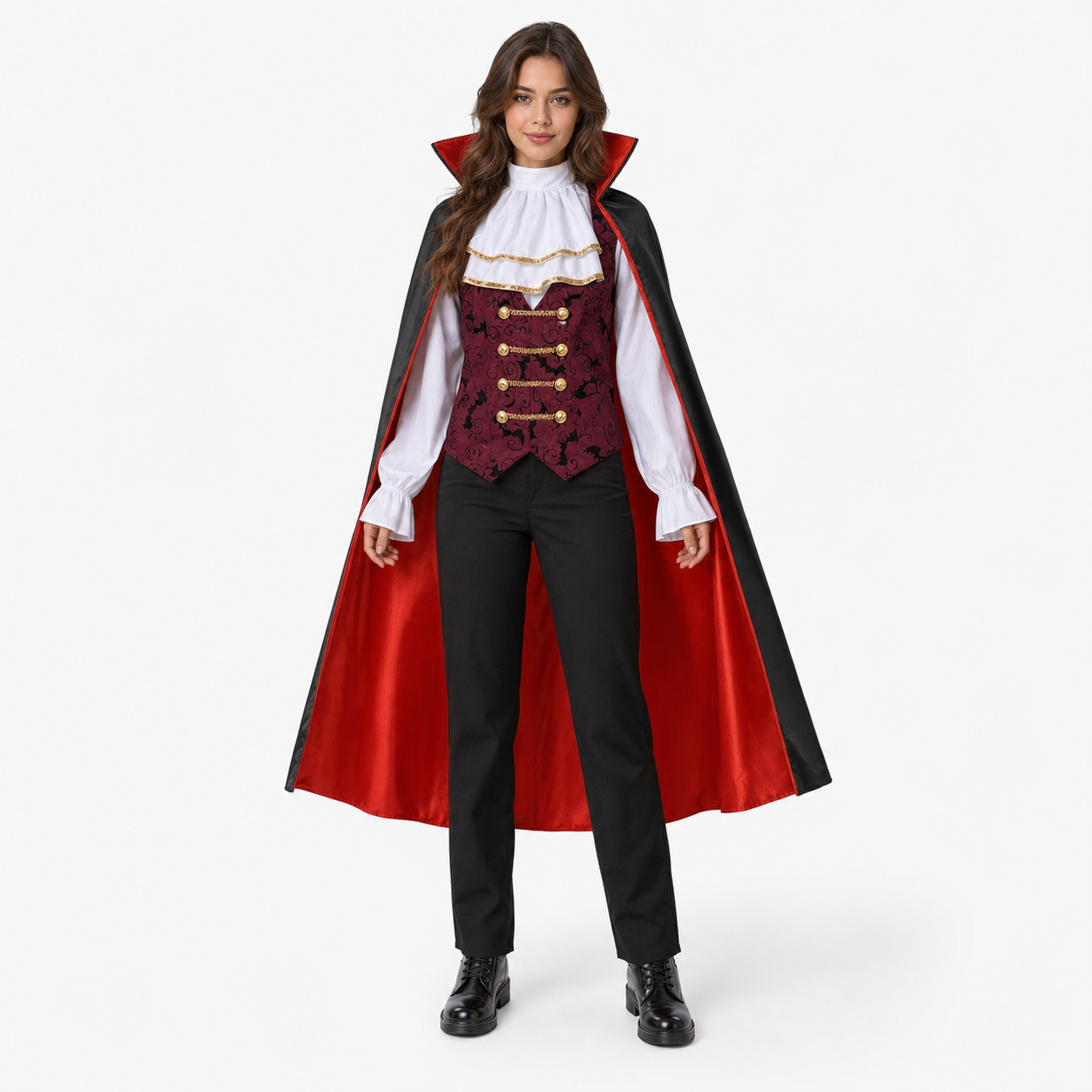 Vampire costume with cape and cane
