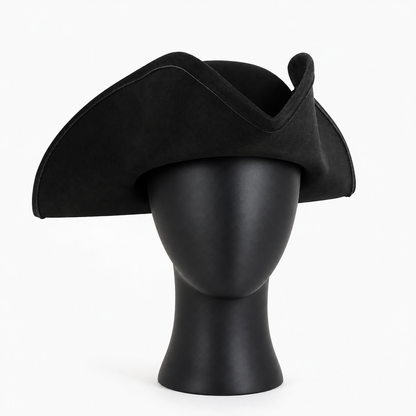 1pc Black Pirate Hat, Women's Three-Cornered Tricorn Costume Cap with Wide Curved Brim and Structured Crown for Cosplay, Halloween Parties and Themed Events