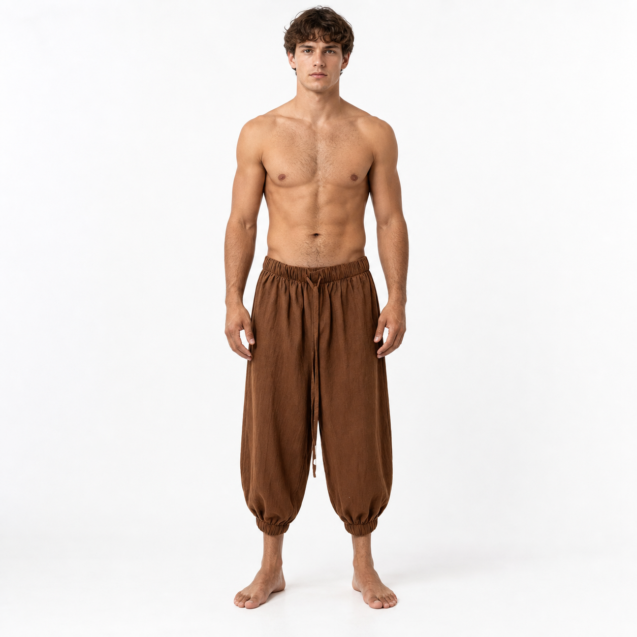 Men's brown cropped jogger pants