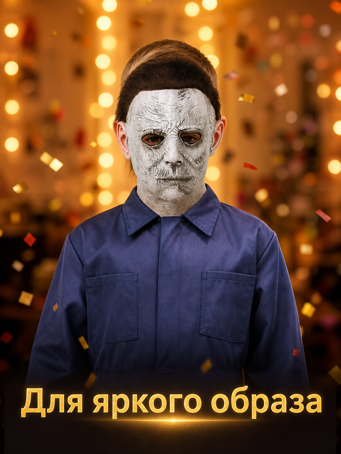 Halloween Carnival Mask with Brown Hair main product view 3