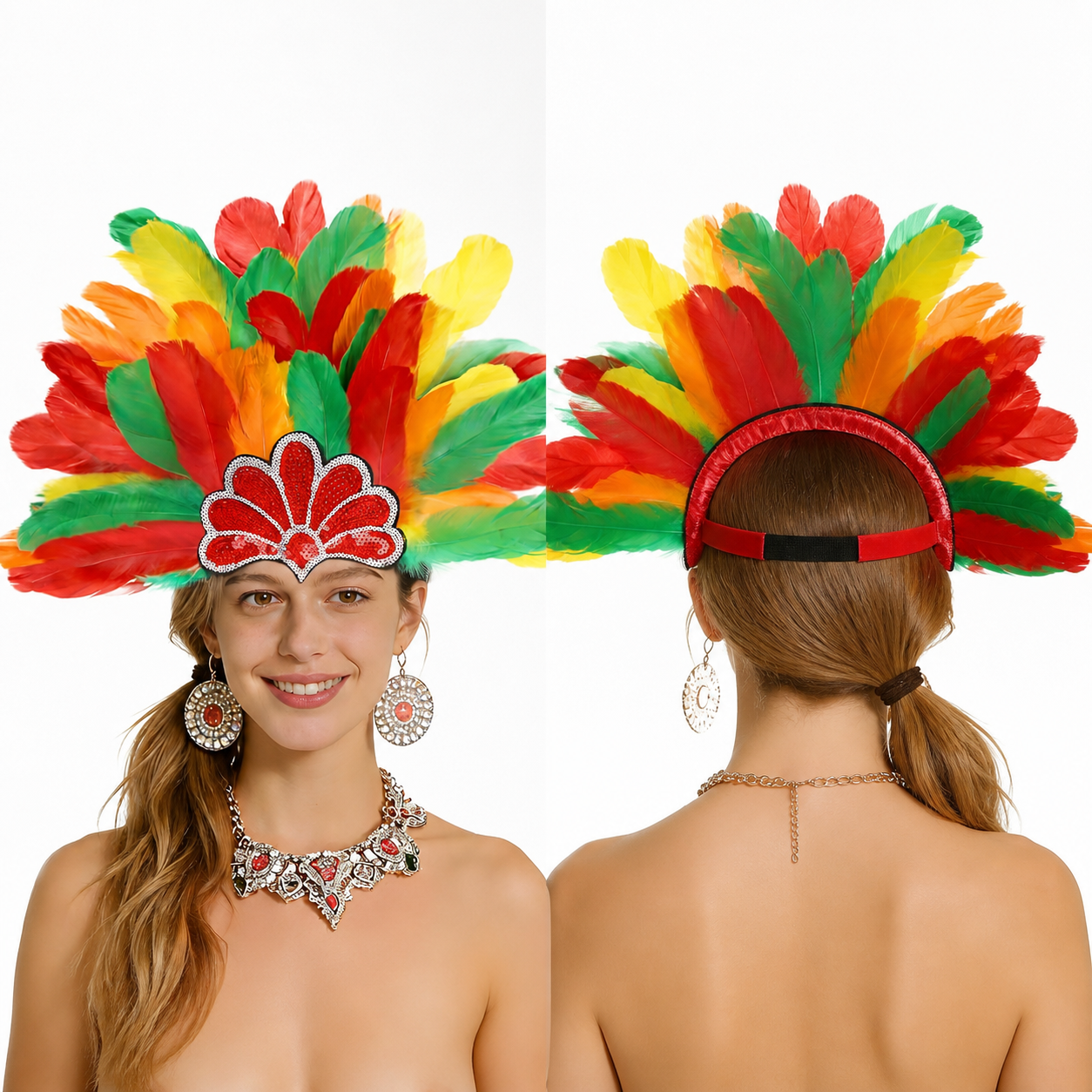 Carnival Headpiece with Multicolored Feathers main product view 3