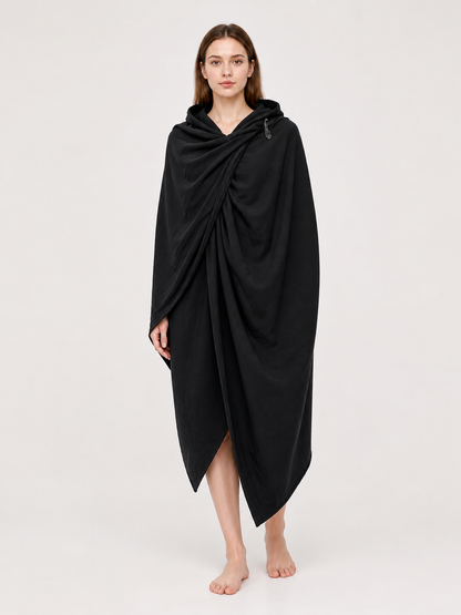 Black Hooded Carnival Cape, Loose Fit main product view 3